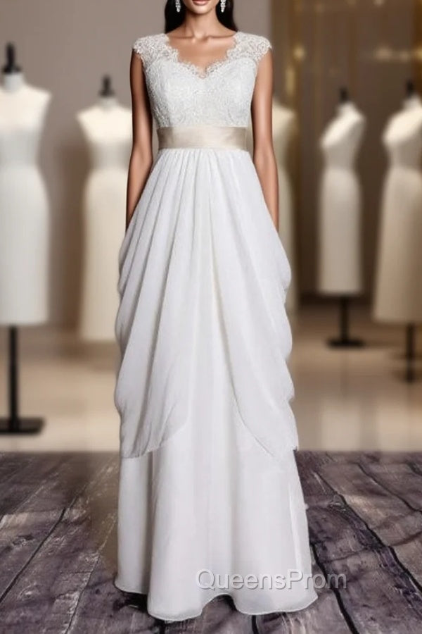 A-Line Classic Lace Bridal Gown Transparent Train Wedding Dress Main image