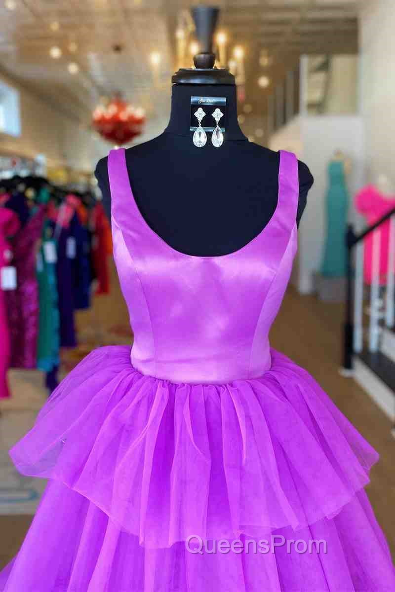 A-Line Crew Neck Lilac Tiered Tulle Long Evening Dress Secondary image