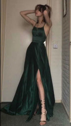 A Line Dark Green Long Classy Prom Dress, Classy Evening Dress