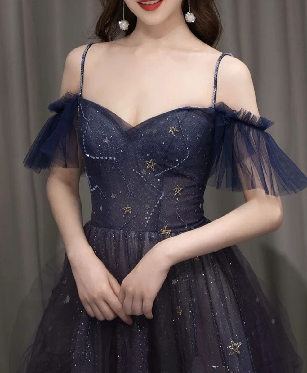 A-Line Dark Purple Tulle Long Classy Prom Dress, Purple Classy Party Dress Secondary image