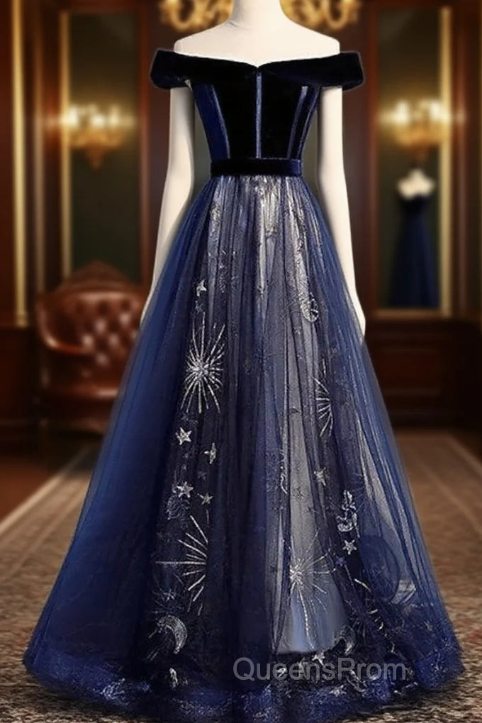 A-Line Elegant Floral Evening Prom Formal Evening Dress Off Shoulder Short Sleeve Sweep / Brush Train Tulle With Pleats Pattern / Print Main image