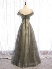 A-Line Evening Gown Elegant Dress Wedding Floor Length Short Sleeve Tulle With Pleats