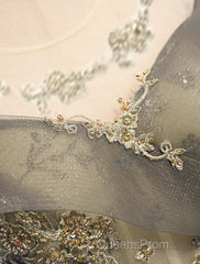 A-Line Evening Gown Elegant Dress Wedding Floor Length Short Sleeve Tulle With Pleats