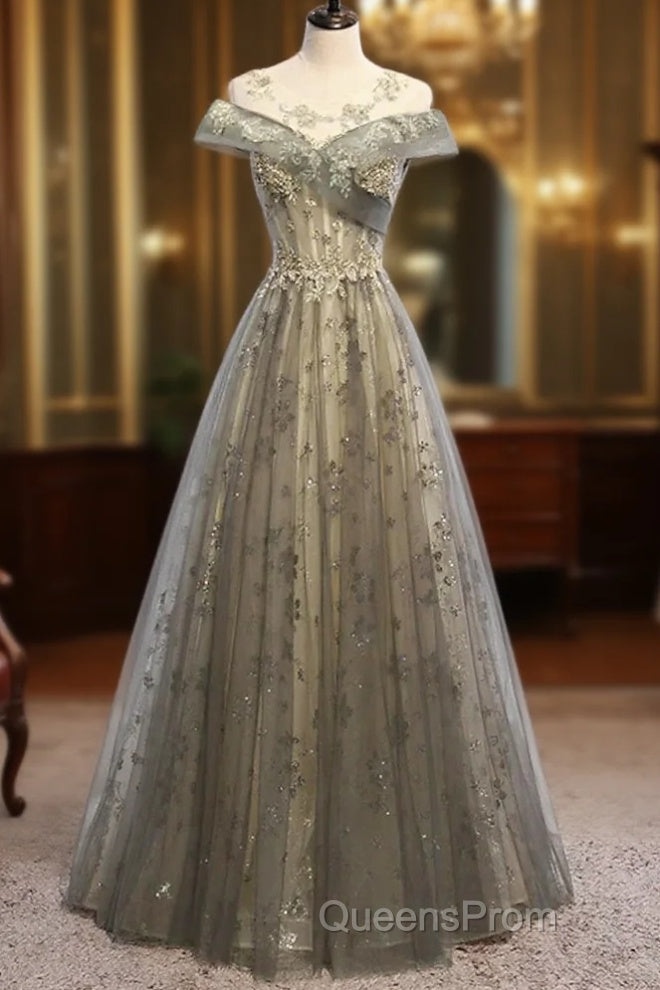 A-Line Evening Gown Elegant Dress Wedding Floor Length Short Sleeve Tulle With Pleats Main image