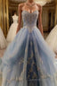 A-Line Floor-Length Lace Evening Prom Dress, Sweetheart Evening Prom Dress, Charming Evening Dress