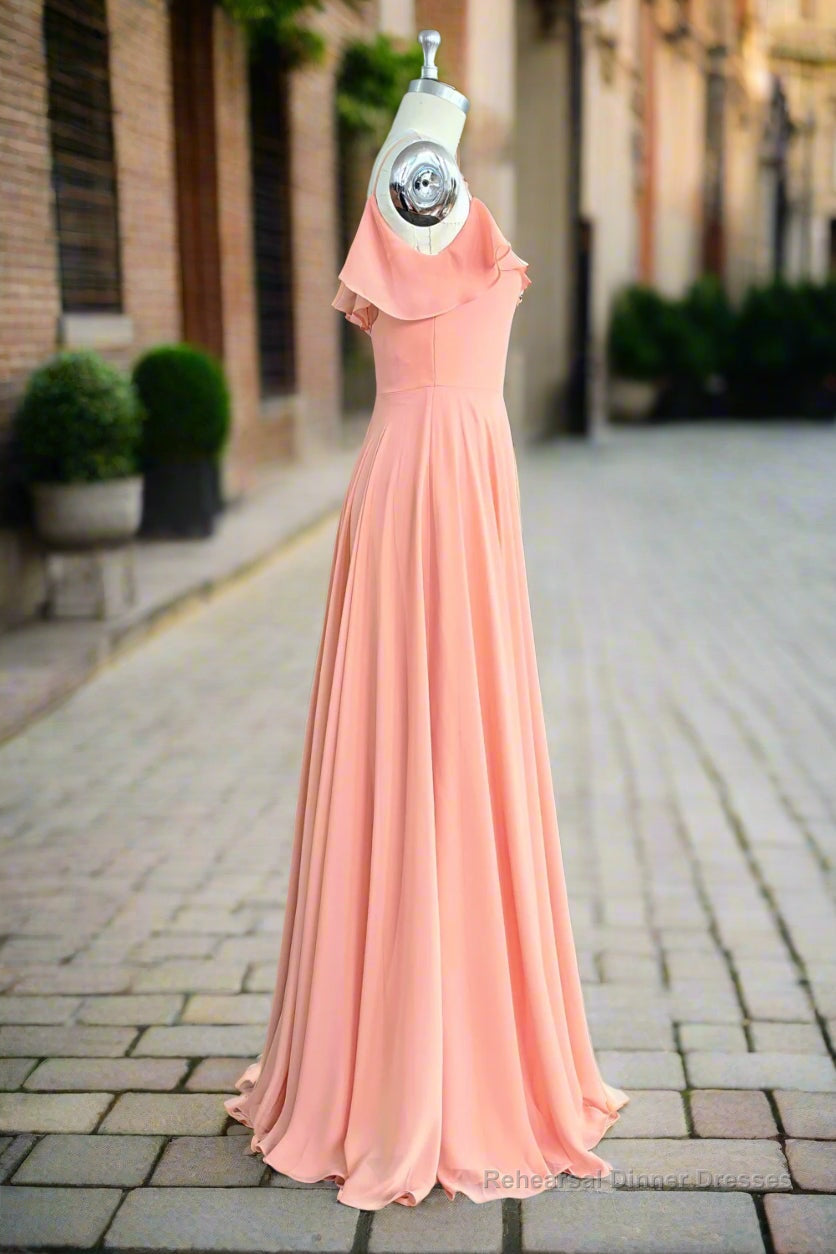 A-line Floor Length Spaghetti Straps Ruffles Long Bridesmaid Dresses Secondary image