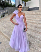 Light Purple A-Line Floor-Length Tulle Long Classy Prom Dress Classy Evening Gown Bridesmaid Dress