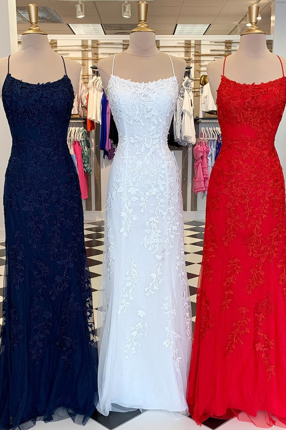 Red Floral Appliques Tulle Mermaid Long Classy Dress