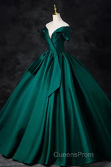 A-Line Formal Satin Floor Length V-Neck Evening Dress Elegant Evening Prom Dress