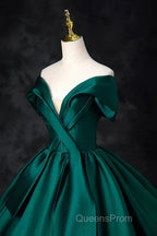 A-Line Formal Satin Floor Length V-Neck Evening Dress Elegant Evening Prom Dress
