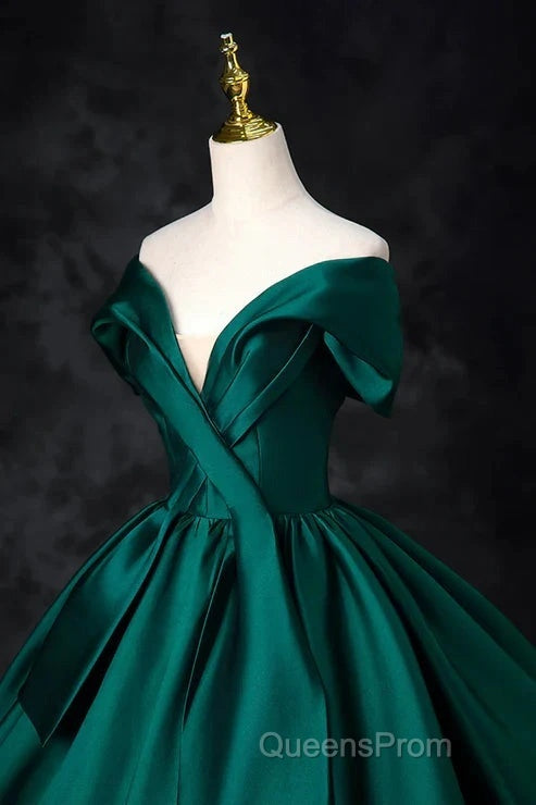 A-Line Formal Satin Floor Length V-Neck Evening Dress Elegant Evening Prom Dress