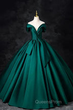 A-Line Formal Satin Floor Length V-Neck Evening Dress Elegant Evening Prom Dress
