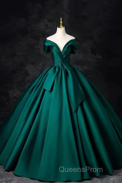 A-Line Formal Satin Floor Length V-Neck Evening Dress Elegant Evening Prom Dress
