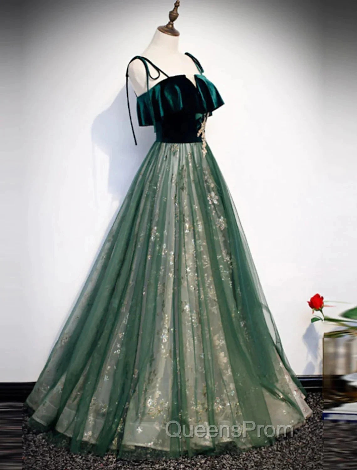 A-Line Glittering Engagement Evening Dress Strap Sleeveless Floor Length With Sequin