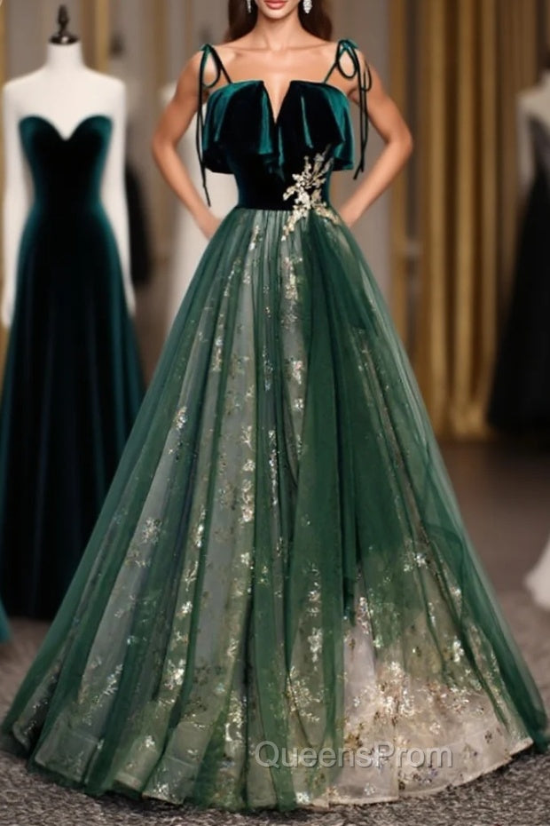 A-Line Glittering Engagement Evening Dress Strap Sleeveless Floor Length With Sequin Main image