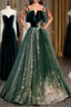 A-Line Glittering Engagement Evening Dress Strap Sleeveless Floor Length With Sequin