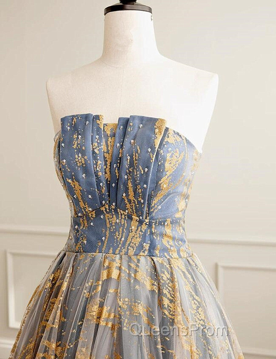 A-line Gradient Tulle Long Party Dress, Floor Length Evening Prom Dress