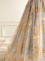 A-line Gradient Tulle Long Party Dress, Floor Length Evening Prom Dress