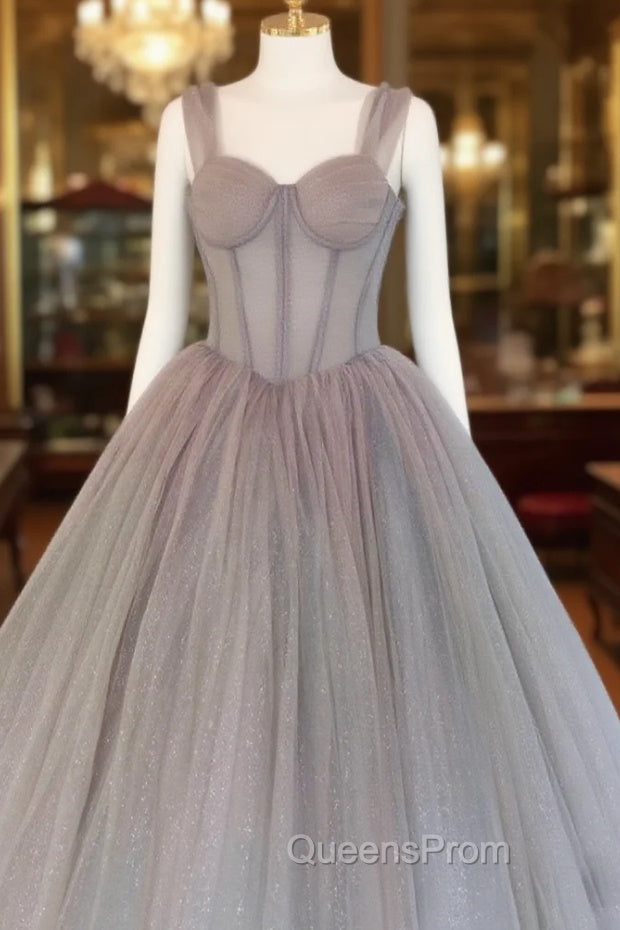 A-Line Gray Sweetheart Neck Long Evening Prom Dress, Gray Evening Dress Secondary image