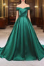 A-line Green Satin Sweetheart Evening Dress, Green Long Evening Dress Evening Prom Dress