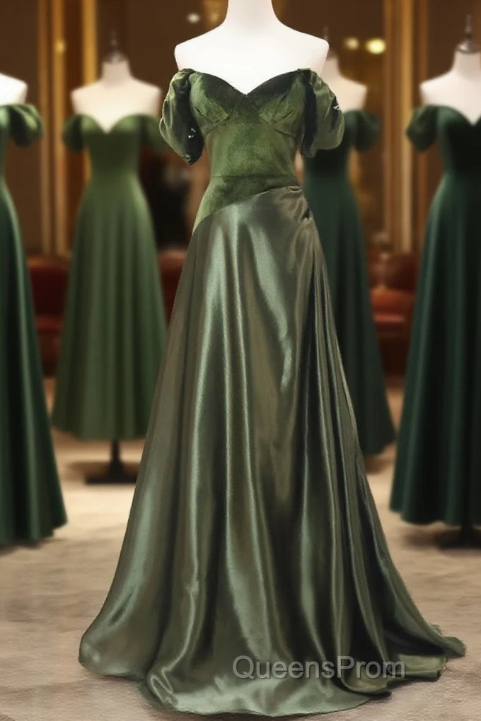 A-Line Green Sweetheart Velvet Long Party Dress, Green Evening Dress Evening Prom Dress Main image