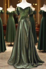 A-Line Green Sweetheart Velvet Long Party Dress, Green Evening Dress Evening Prom Dress