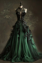 A Line Green Tulle Long Classy Prom Dress, Classy Graduation Classy Evening Dress