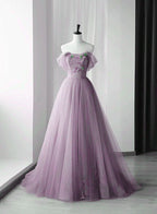 A-Line Green Tulle Long Classy Prom Dress, Green Classy Evening Dress