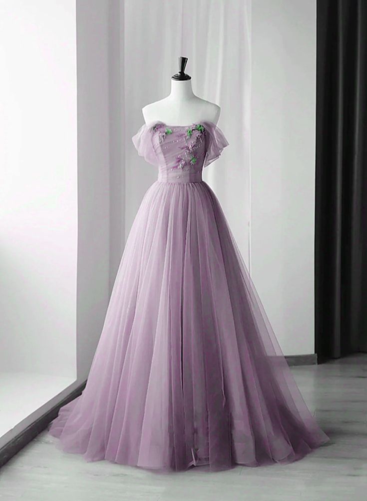 A-Line Green Tulle Long Classy Prom Dress, Green Classy Evening Dress
