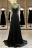 A-Line Green Velvet Long Wedding Party Dress, High Neckline Evening Prom Dress Evening Dress