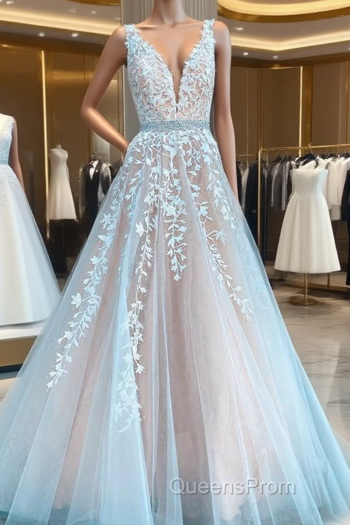 A-Line Ivory Lace Appliqued Long Wedding Dress Formal Dress Evening Prom Dress Main image