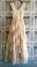 A Line Lace Tulle Classy Prom Dress Women'S V-Neck Elegant Lace Dress