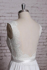A-Line Lace V-Neck Backless Sheath Long Wedding Dress