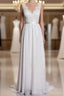A-Line Lace V-Neck Backless Sheath Long Wedding Dress