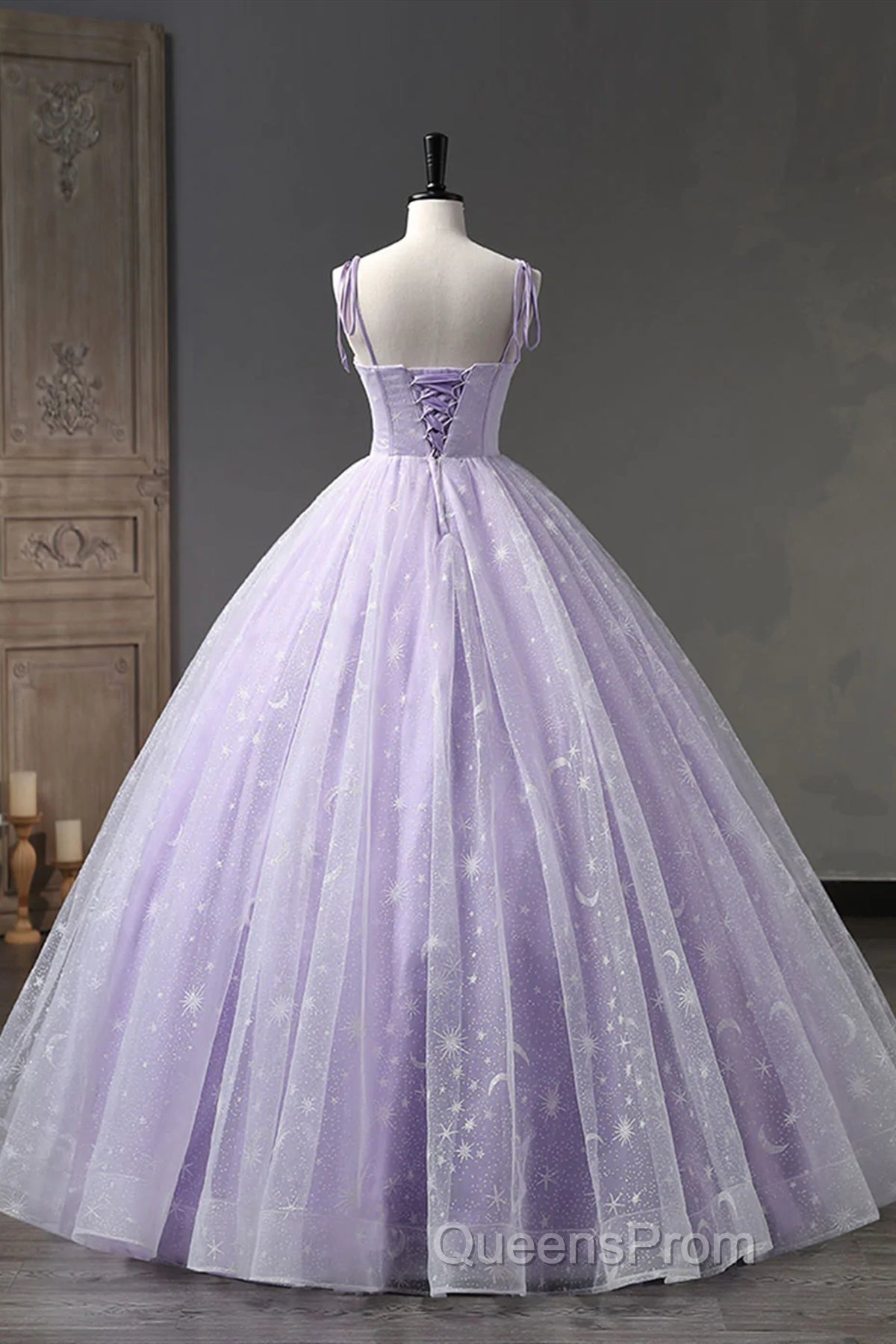 A Line Lilac Tulle Long Evening Prom Dress, Lilac Long Formal Evening Dress Secondary image