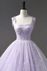 A Line Lilac Tulle Long Evening Prom Dress, Lilac Long Formal Evening Dress