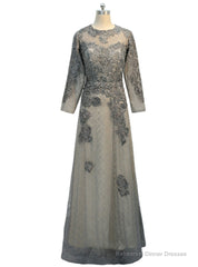 A-line Long Sleeves Gray Long Sleeve Mother Of The Bride Dresses