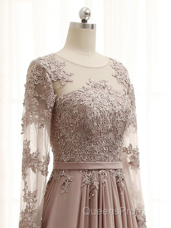 A Line Long Sleeves Lace Evening Prom Dress Chiffon Evening Gown Secondary image