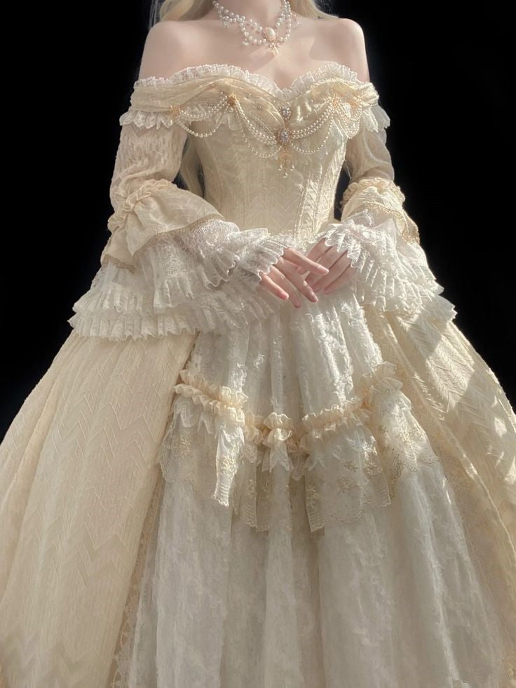 A Line Off Shoulder Ball Gown Wedding Dress Lace Princess Dress Secondary image