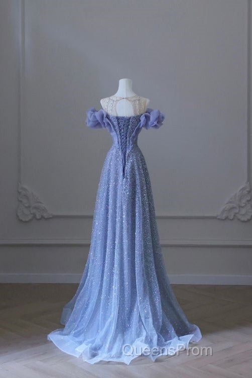 A Line Off The Shoulder Blue Long Evening Prom Dress Evening Dress Secondary image