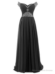 A-Line Off The Shoulder Chiffon Beading Pleats Bridesmaid Dress