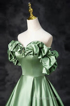 A-Line Off The Shoulder Formal Satin Long Evening Dress Evening Prom Dress