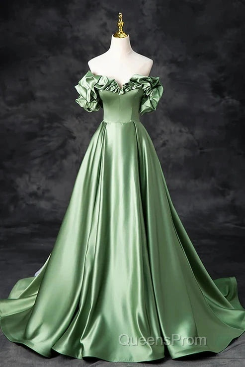 A-Line Off The Shoulder Formal Satin Long Evening Dress Evening Prom Dress