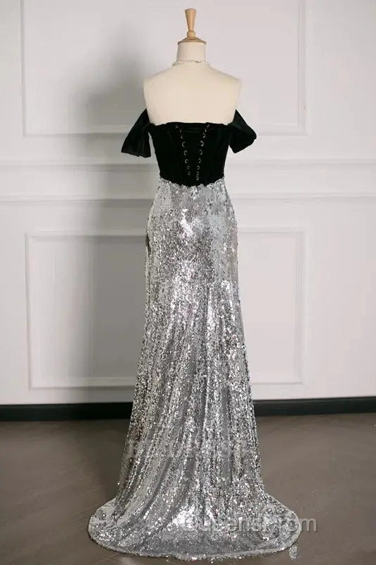A Line Off The Shoulder Sexy Sequin Formal Dress Bridesmaid Dress Evening Gown Evening Prom Dress Secondary image