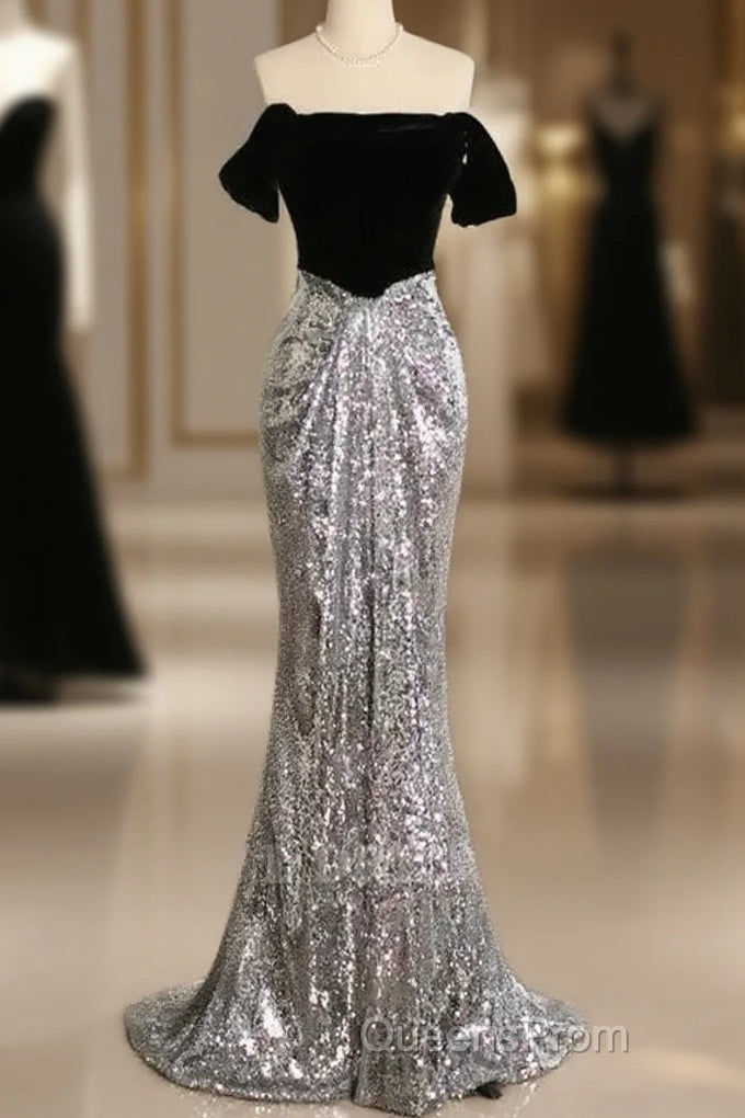 A Line Off The Shoulder Sexy Sequin Formal Dress Bridesmaid Dress Evening Gown Evening Prom Dress