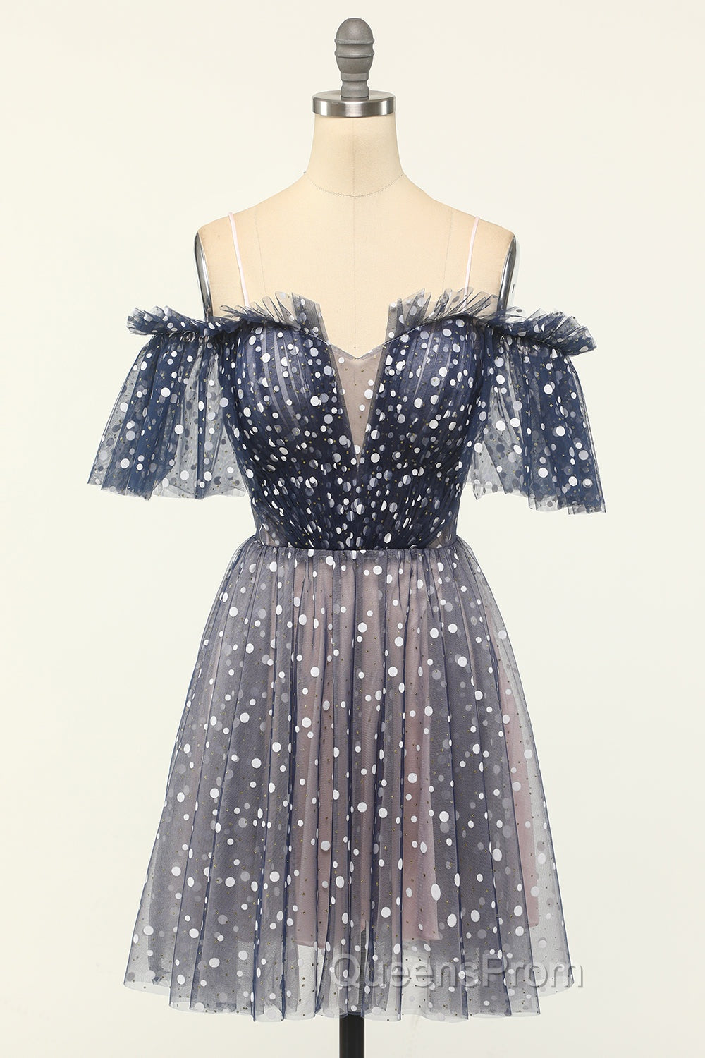 A-line Off-the-shoulder Tulle Short/Mini Short Evening Prom Dress With Ruffles Secondary image