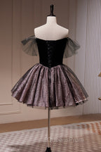 A Line Off the Shoulder Tulle Short Evening Prom Dress, New Style Homecoming Gown
