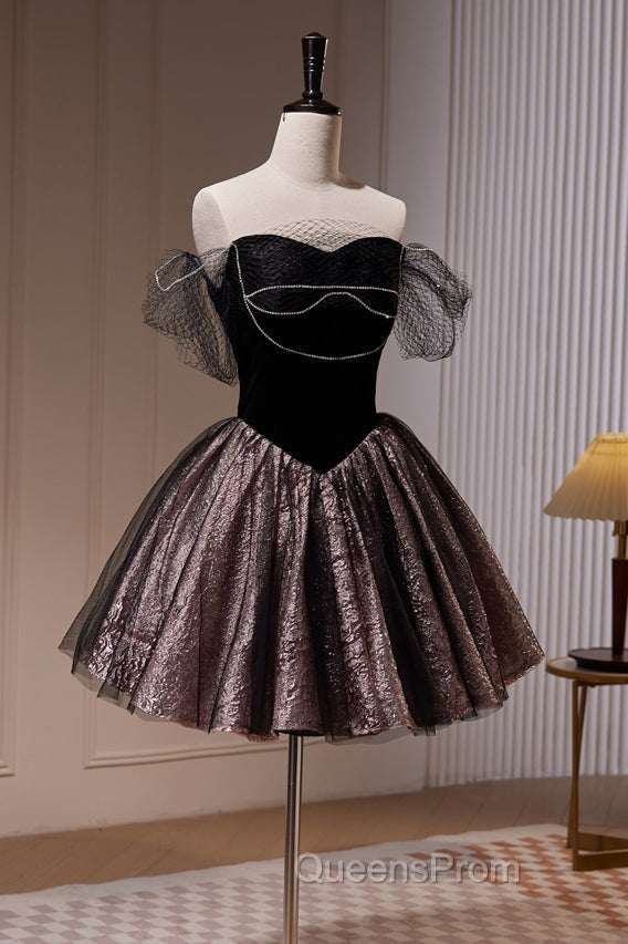 A Line Off the Shoulder Tulle Short Evening Prom Dress, New Style Homecoming Gown