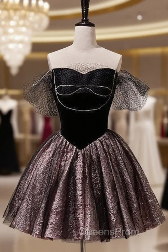A Line Off the Shoulder Tulle Short Evening Prom Dress, New Style Homecoming Gown