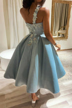 Cute One Shoulder Satin Lace Short Classy Prom Dress, A-Line Party Dress